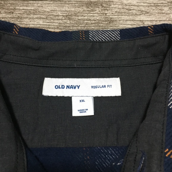 Old Navy Regular Fit Thick Flannel Shirt Men’s XXL Navy Blue Plaid Button Up - Picture 8 of 8